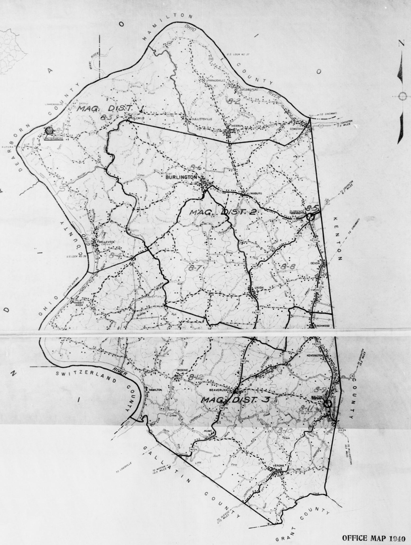 1940 Map of Boone County, Kentucky
