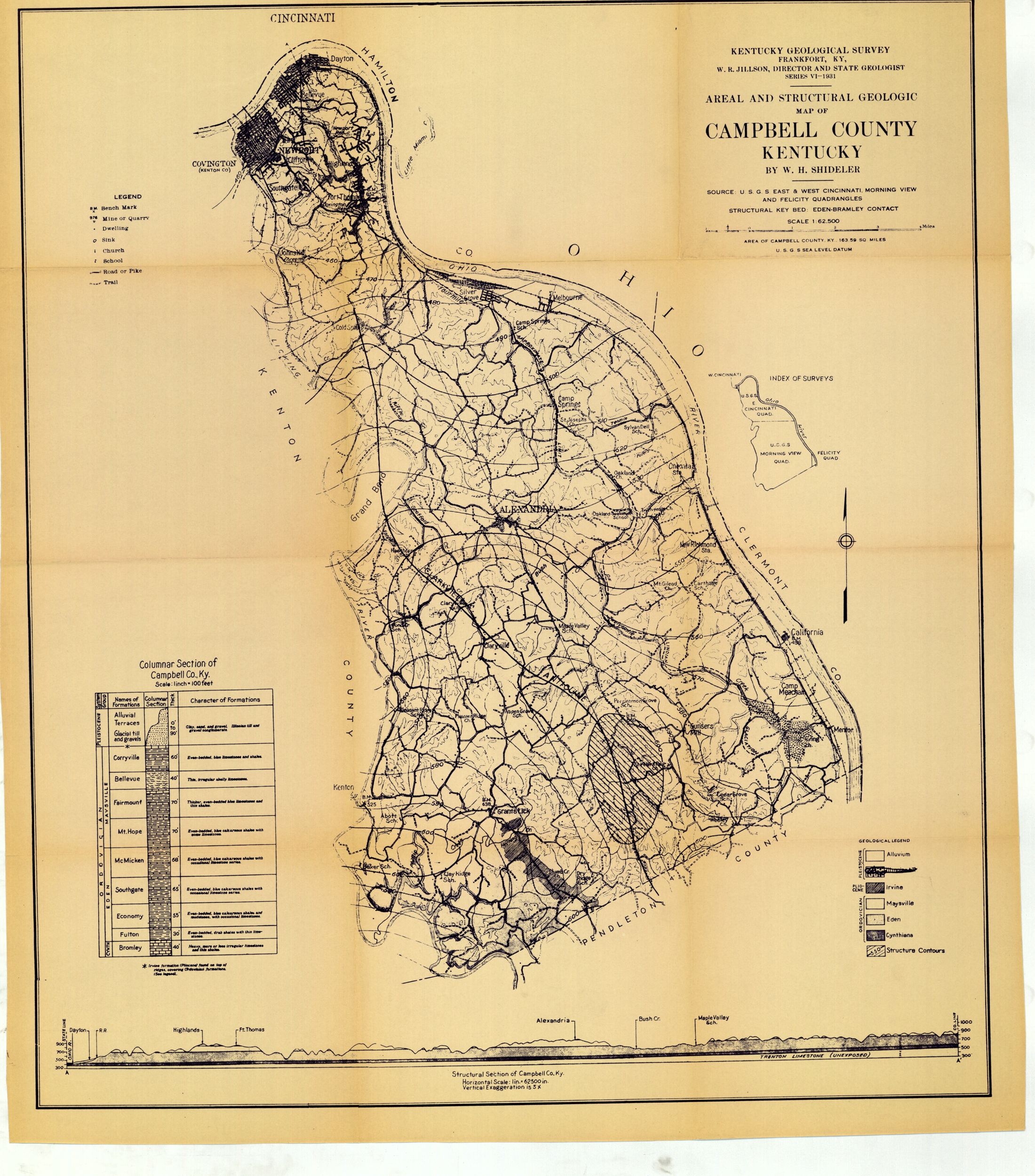 Early Campbell County Map, Campbell County, Kentucky
