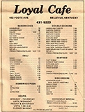 Loyal Cafe Menu