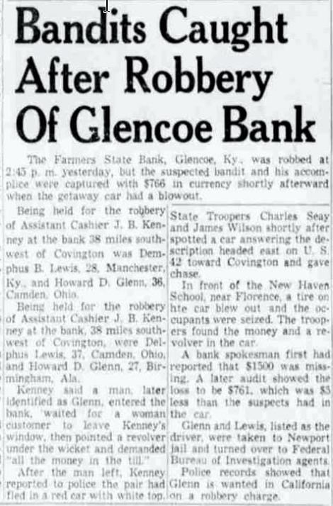 Glencoe Bank Robbed