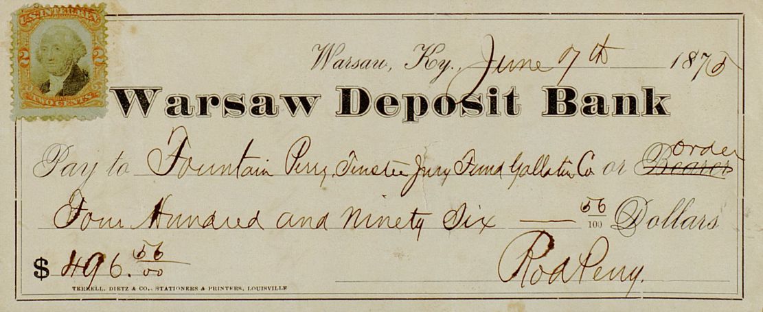 Warsaw Bank Check