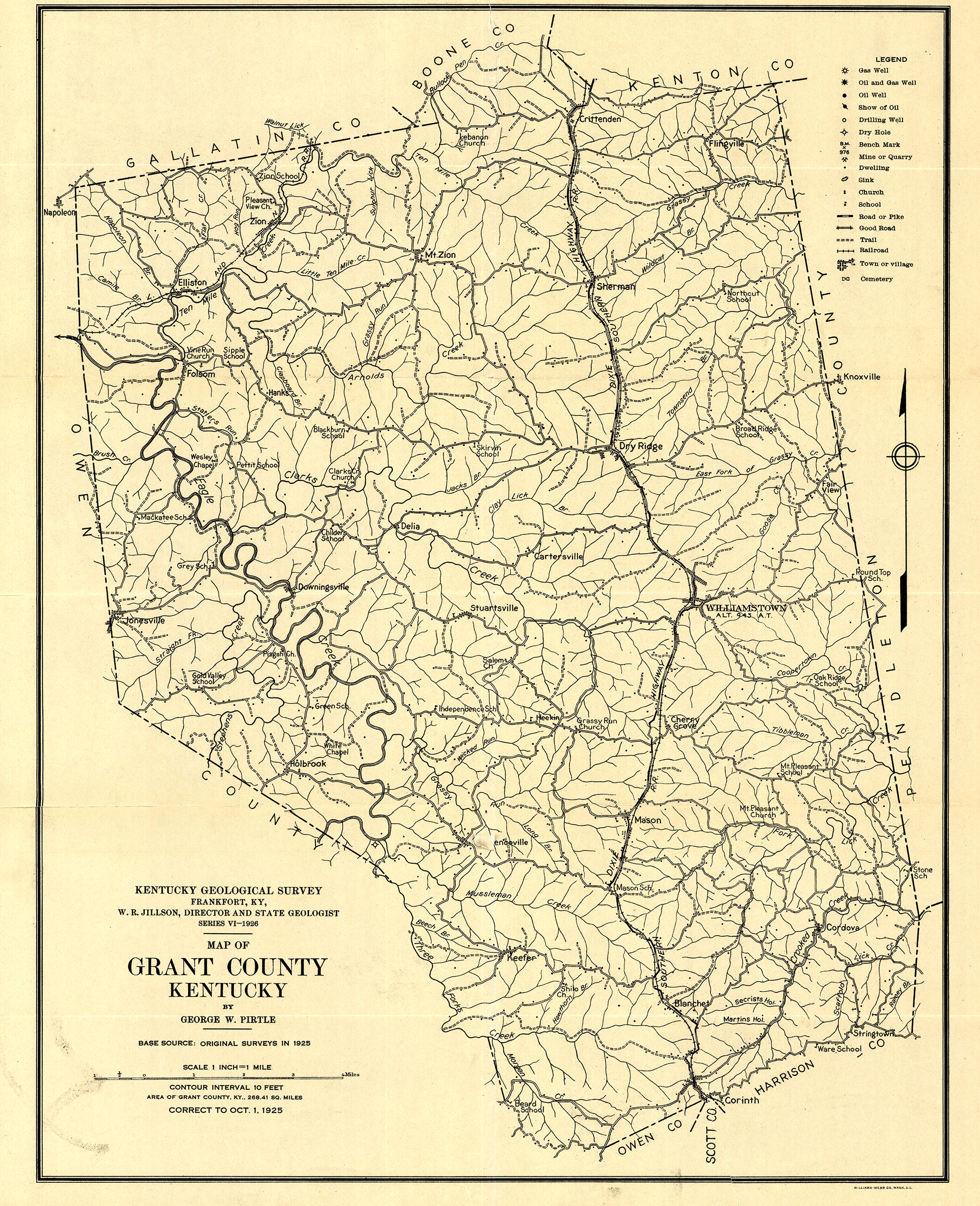 1925 Geo Map, Grant County, Kentucky
