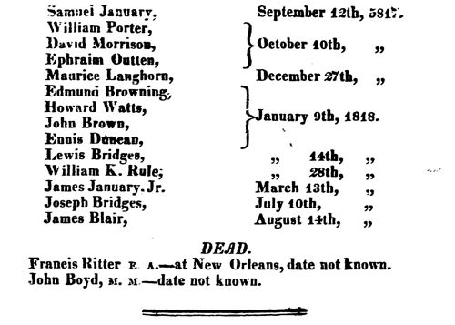 Washington Lodge, 1818