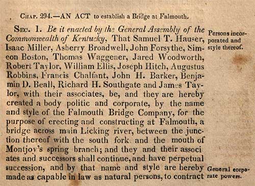 Licking River Bridge, 1834