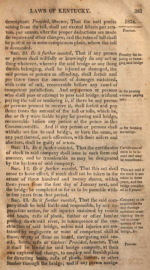Licking River Bridge, 1834