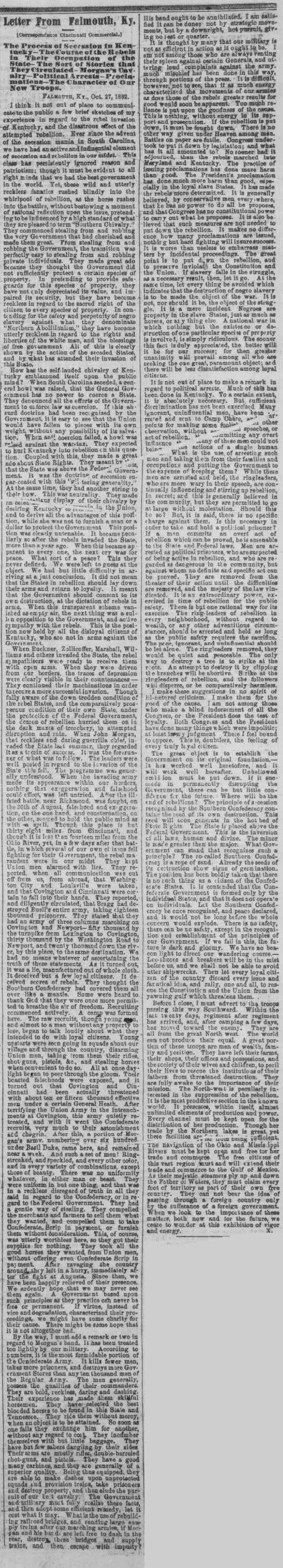 Letter from Falmouth, 1862